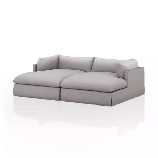 Four Hands Habitat Slipcovered Double Chaise Sectional 102" ~ Vesuvio Dove Slipcover Fabric