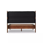 Four Hands Halston Tufted Bed ~ Black Leather Headboard King Size Bed