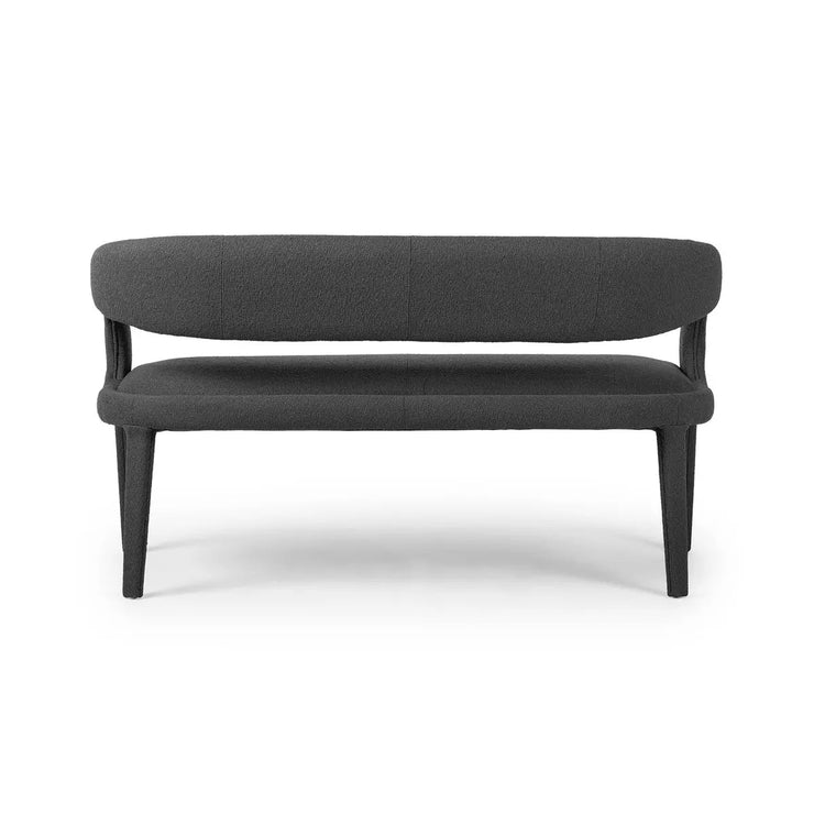 Four Hands Hawkins Dining Bench ~ Fiqa Charcoal Upholstered Boucle Fabric