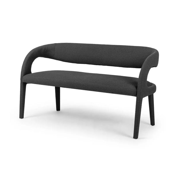 Four Hands Hawkins Dining Bench ~ Fiqa Charcoal Upholstered Boucle Fabric