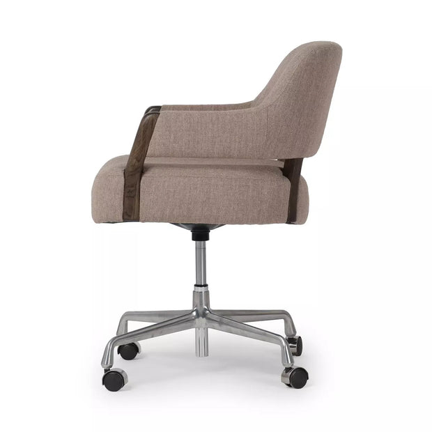 Four Hands Henrik Desk Chair With Casters ~ Acala Fawn Performance Fabric