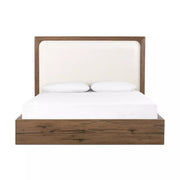 Four Hands Henry Reclaimed Wood Bed ~ Halcyon Ivory Upholstered  Performance Fabric King Size Bed