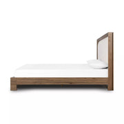 Four Hands Henry Reclaimed Wood Bed ~ Halcyon Ivory Upholstered Performance Fabric Queen Size Bed