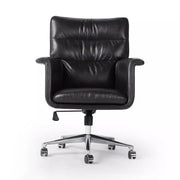 Four Hands Humphrey Desk Chair With Casters ~ Sonoma Black Upholstered Leather