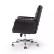 Four Hands Humphrey Desk Chair With Casters ~ Sonoma Black Upholstered Leather