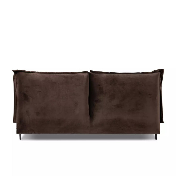 Four Hands Inwood Cushioned Headboard Low Profile Bed ~ Surrey Cocoa Upholstered Fabric Queen Size Bed
