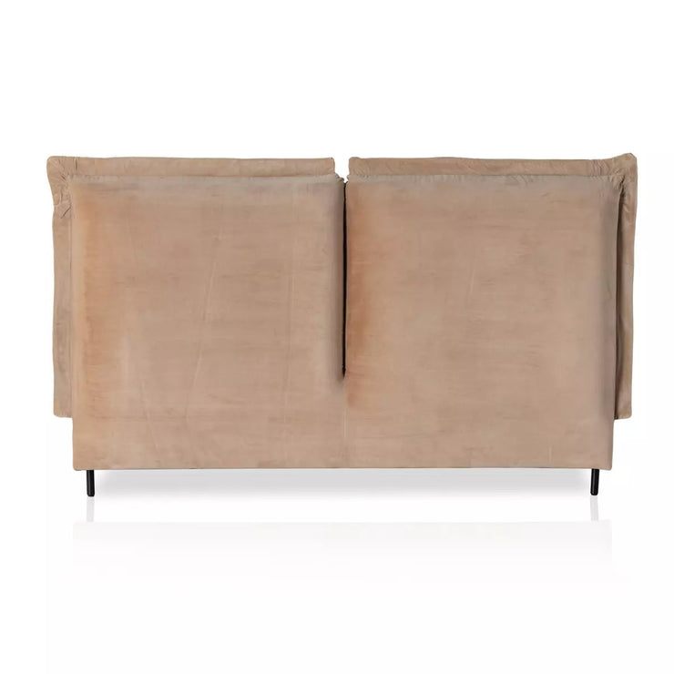 Four Hands Inwood Cushioned Headboard Low Profile Bed ~ Surrey Taupe Upholstered Performance Fabric King Size Bed