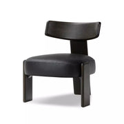 Four Hands Issa Tri Leg Chair ~ Carson Black Top Grain Leather