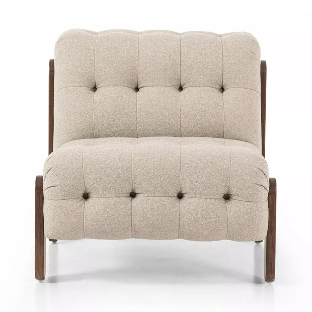 Four Hands Jeremiah Chair ~ Weslie Flax Button Tufted Upholstered Fabric