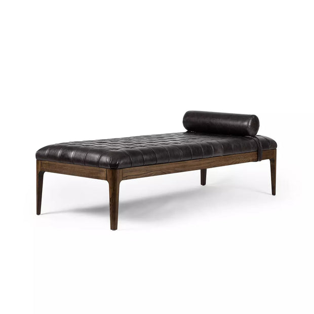 Four Hands Joanna Tufted Bench ~ Sonoma Black Top Grain Leather