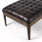 Four Hands Joanna Tufted Bench ~ Sonoma Black Top Grain Leather