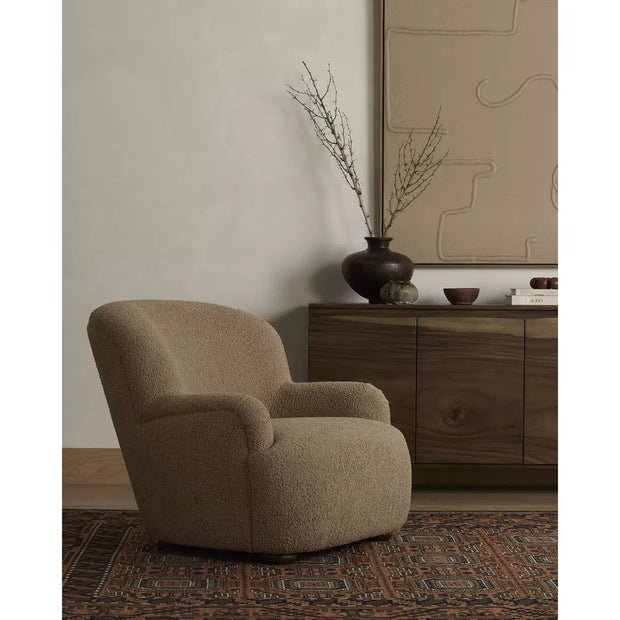 Four Hands Kadon Chair ~ Sheepskin Camel Upholstered Faux Shearling Fabric