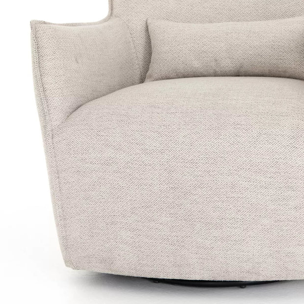 Four Hands Kimble Swivel Barrel Chair ~ Noble Platinum Upholstered Fabric