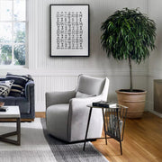 Four Hands Kimble Swivel Barrel Chair ~ Noble Platinum Upholstered Fabric