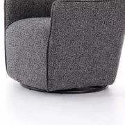 Four Hands Kimble Swivel Barrel Chair ~ Bristol Charcoal Upholstered Fabric