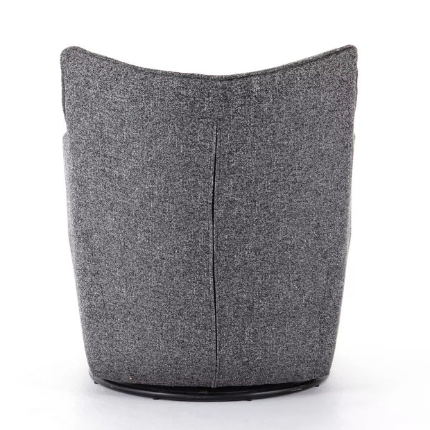 Four Hands Kimble Swivel Barrel Chair ~ Bristol Charcoal Upholstered Fabric