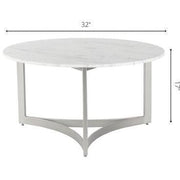 Surya Lismore Modern White Marble Top With Gold Metal Base Round Coffee Table LIS-001