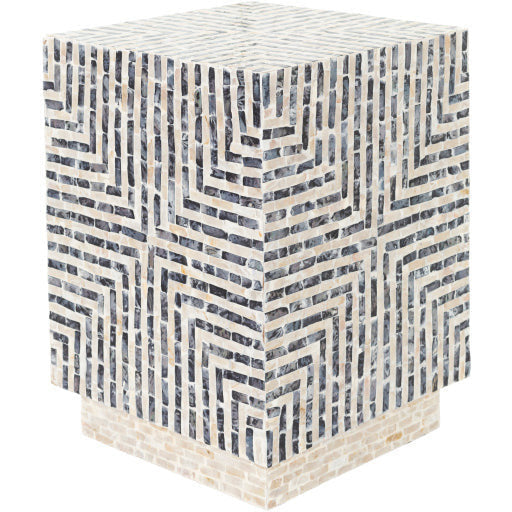 Surya Lharysa Modern Shell and Wood Accent Side Table LYH-002