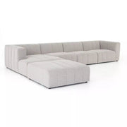 Four Hands Langham Channeled 4 Piece Left Chaise Sectional with Ottoman ~ Napa Sandstone Upholstered Performance Fabric