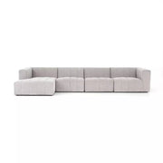 Four Hands Langham Channeled 4 Piece Left Chaise Sectional ~ Napa Sandstone Upholstered Performance Fabric