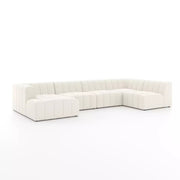Four Hands Langham Channeled 5 Piece Left Chaise Sectional ~ Fayette Cloud Upholstered Performance Fabric