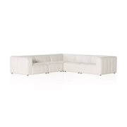 Four Hands Langham Channeled 5 Piece Sectional ~  Fayette Cloud Upholstered Performance Fabric