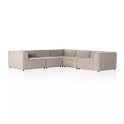 Four Hands Langham Channeled 5 Piece Sectional ~ Napa Sandstone Upholstered Performance Fabric