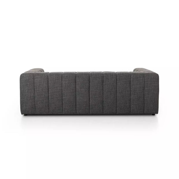 Four Hands Langham Channeled Sofa 89" ~ Saxon Charcoal Upholstered Fabric