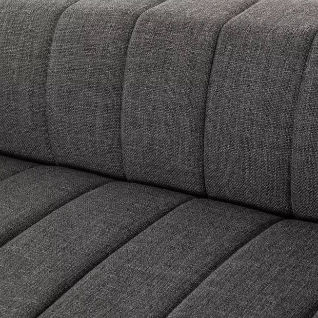 Four Hands Langham Channeled Sofa 89" ~ Saxon Charcoal Upholstered Fabric