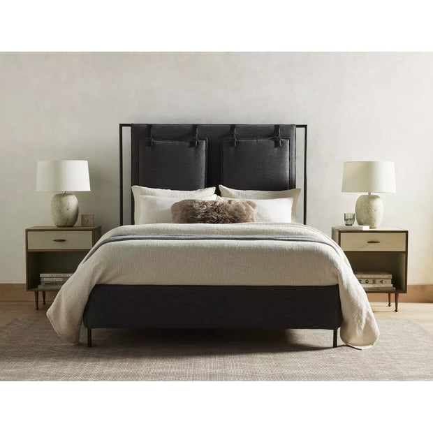 Four Hands Leigh Upholstered Bed ~ San Remo Ash Fabric Queen Size Bed