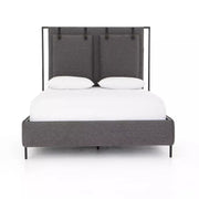 Four Hands Leigh Upholstered Bed ~ San Remo Ash Fabric Queen Size Bed
