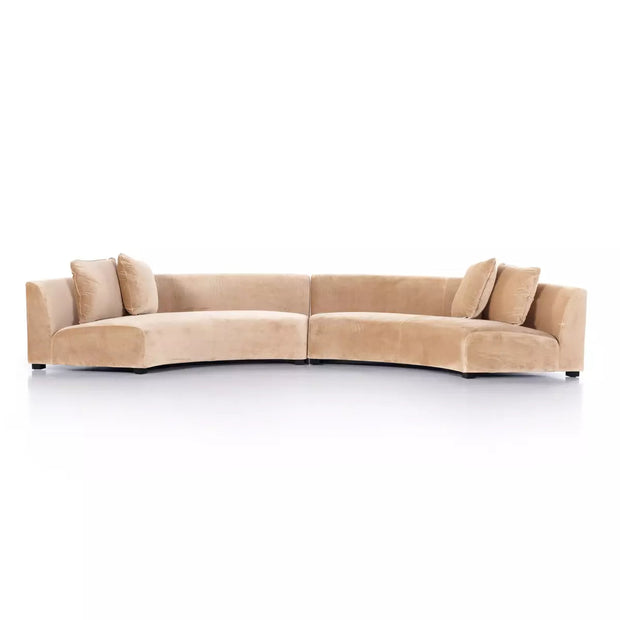 Four Hands Liam 2 Piece Curved Sectional ~ Surrey Camel Upholstered Fabric
