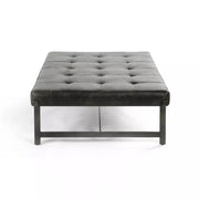 Four Hands Lindy Tufted Leather Coffee Table ~ Rialto Ebony Top Grain Leather