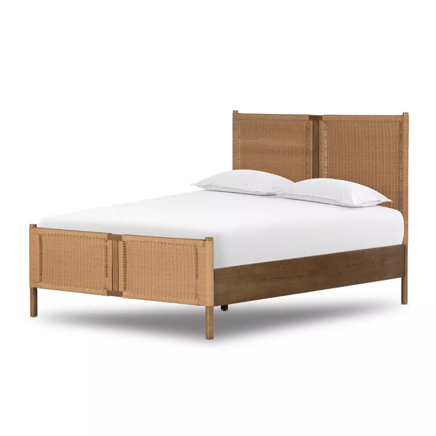 Four Hands Liza Bed ~ Vontage Faux Rattan With Sungkai Wood Queen Size Bed