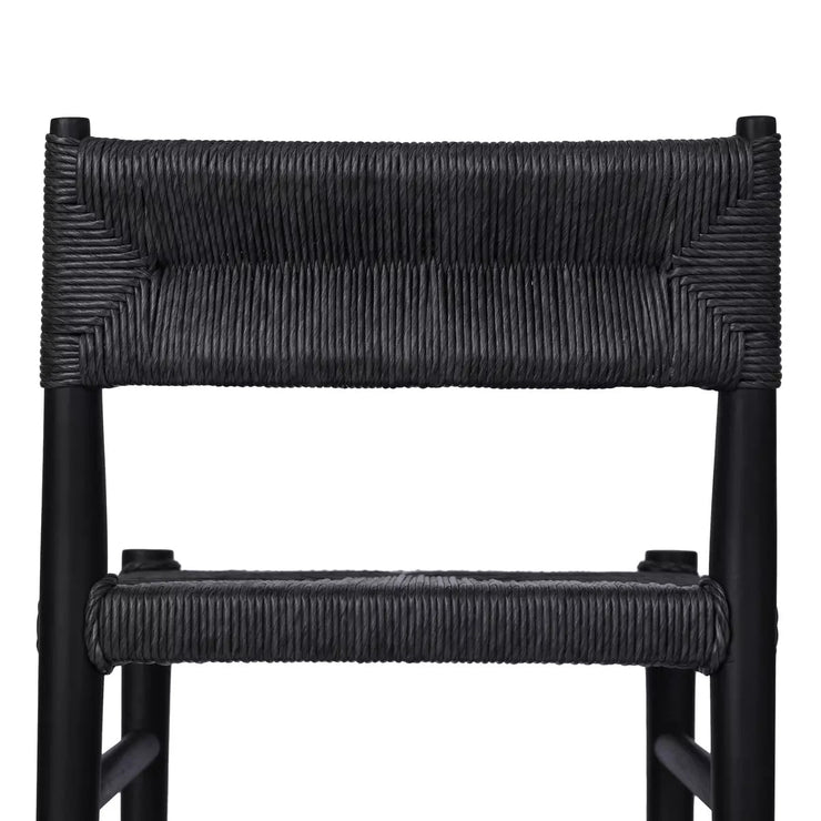 Four Hands Lomas Black Teak Wood  Outdoor Counter Stool ~ Vintage Coal All Weather Wicker