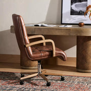 Four Hands Luca Desk Chair With Casters ~ Sonoma Coco Top Grain Tufted Leather