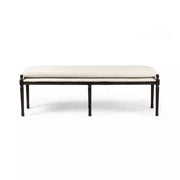 Four Hands Lucille Dining Bench ~ Alcala Cream Performance Fabric Cushioned Seat