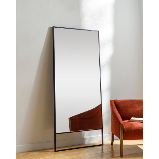 Surya Wall Decor & Mirrors Maxxis Modern Large Wall Mirror Black Finish MXS-001