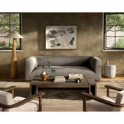 Four Hands Mabry Plinth Base Sofa 98” ~ Gibson Silver Upholstered Performance Fabric