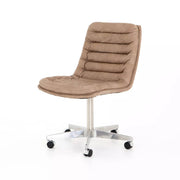 Four Hands Malibu Desk Chair With Casters ~ Natural Washed Mushroom Upholstered Leather