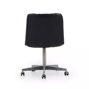 Four Hands Malibu Desk Chair With Casters ~ Rider Black Upholstered Leather