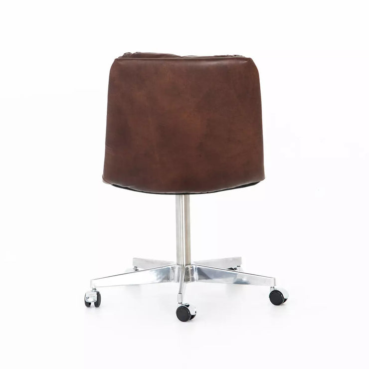 Four Hands Malibu Desk Chair With Casters ~ Antique Whiskey Leather