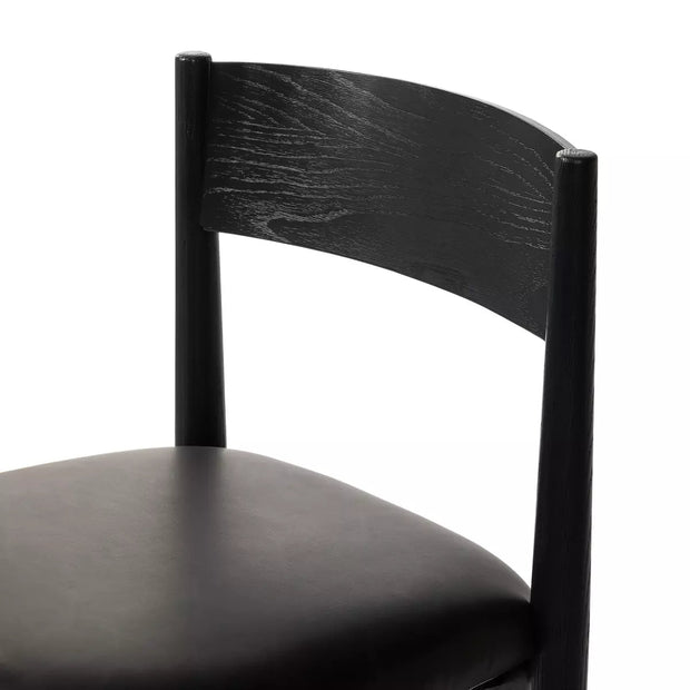 Four Hands Mavery Ebony Wood Armless Dining Chair ~ Sierra Espresso Faux Leather Cushioned Seat