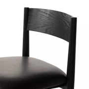 Four Hands Mavery Ebony Wood Counter Stool ~ Sierra Espresso Faux Leather Cushioned Seat