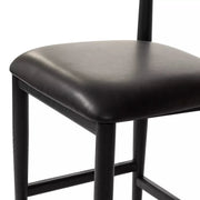 Four Hands Mavery Ebony Wood Counter Stool ~ Sierra Espresso Faux Leather Cushioned Seat