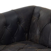 Four Hands Maxx Tufted Leather Sofa 95" ~ Destroyed Black