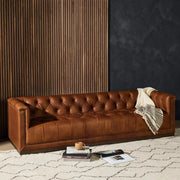 Four Hands Maxx Tufted Leather Sofa 86" ~ Heirloom Sienna