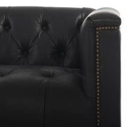 Four Hands Maxx Tufted Leather Sofa 86" ~ Heirloom Black