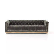 Four Hands Maxx Tufted Sofa 95" ~ Sapphire Birch Upholstered Fabric