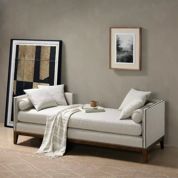 Four Hands Mercury Double Chaise ~ Noble Platinum Upholstered Fabric